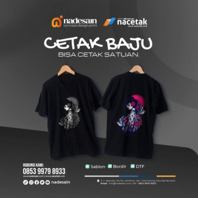 Cetak Baju Sablon Bordiri DTF