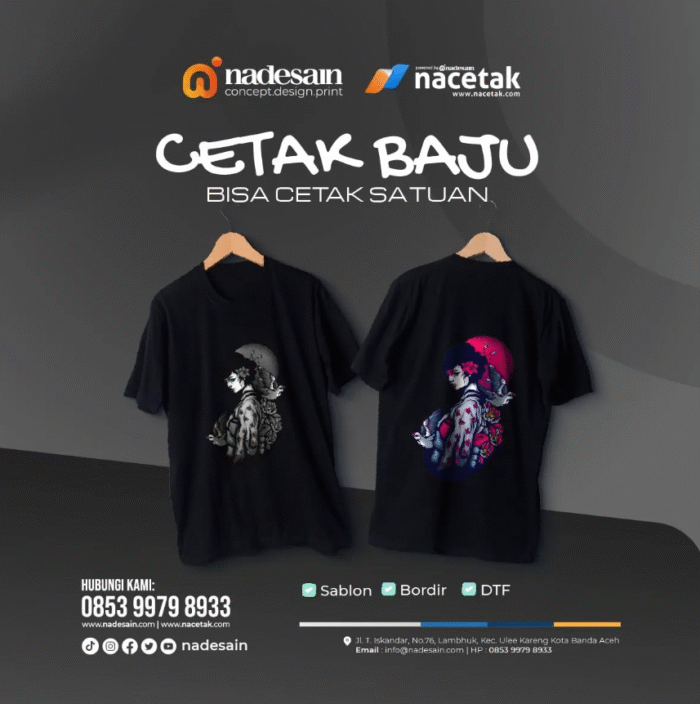 Cetak Baju Sablon Bordiri DTF